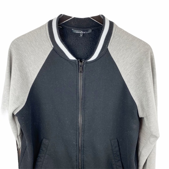 Lemon Tart Grey Black Varsity Fleece Academia Preppy Collegiate Jacket Medium - Picture 3 of 6